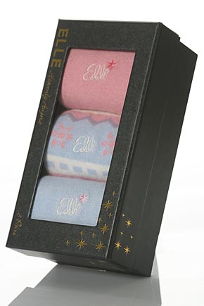 Elle Ladies 3 Pair Elle Angora Socks Gift Box In 2 Colours Red