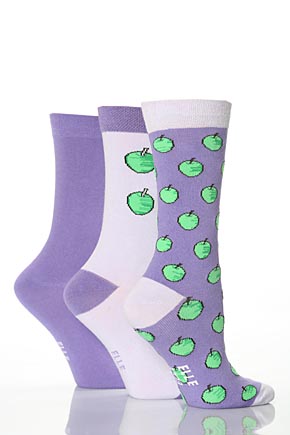 Ladies 3 Pair Elle Patterned Socks In 12 Colours Sheep
