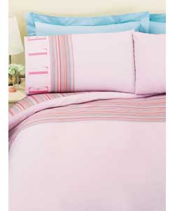 Elle Stripe King Size Duvet Cover Set - Pink