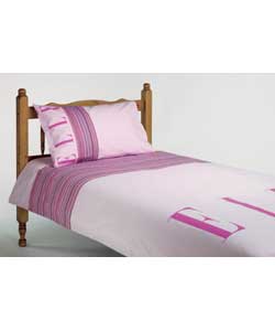 Elle Stripe Single Duvet Cover Set - Pink