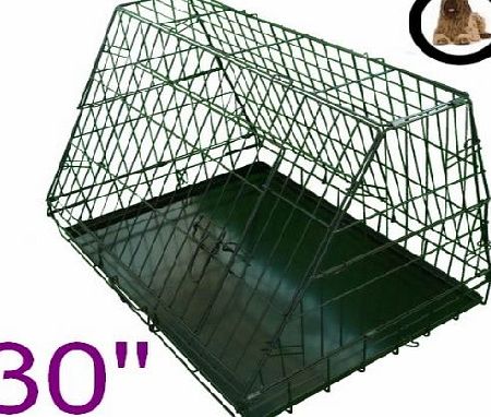 Ellie-Bo Sloping Puppy Cage Folding Dog Crate with Non-Chew Metal Tray with Slanted Front for Car, Medium, 30-inch, Black