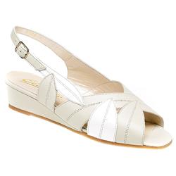 Female Sierra Leather Upper Comfort Sandals in Ivory, Pewter, Red