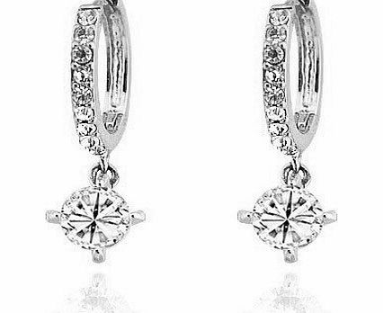 Eloquence - Ladies Round Cut Earrings Zircon Diamonds - Silver (1.8 cm diameter)