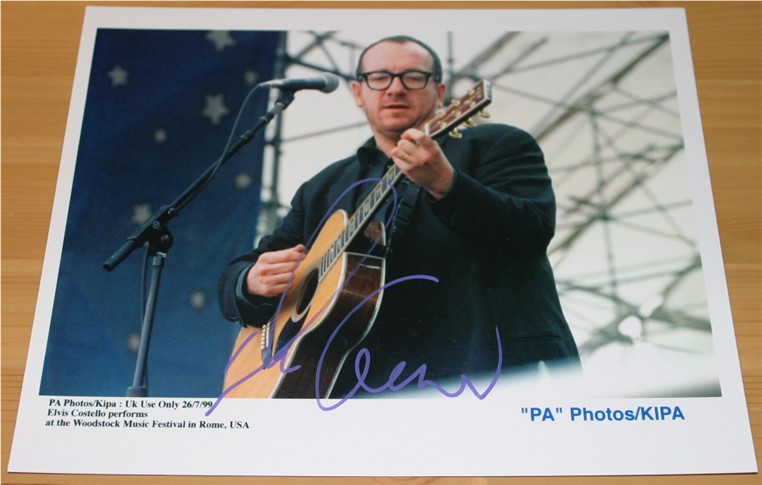 ELVIS COSTELLO HAND SIGNED 10 x 8 INCH PHOTO