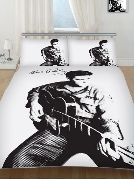 Elvis Presley Double Duvet Cover and Pillowcase Guitar Design Bedding