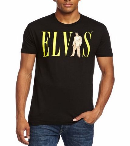 Elvis Presley Mens Elvis Presley-Text Short Sleeve T-Shirt, Black, Small