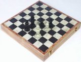 Elysium Enterprises Chess Set. Soapstone. Hand Carved Pieces. 30cm.