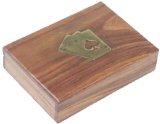 Playing cards box,brass inlaid,2packs cards