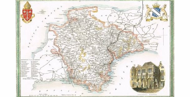 Elysium Prints 1830 Map of DEVONSHIRE (DEVON) - County Map - Thomas Moule - Reproduction (42 x 30 cm)