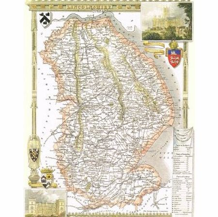 Elysium Prints 1830 Map of LINCOLNSHIRE - County Map - Thomas Moule - Reproduction (42 x 30 cm)