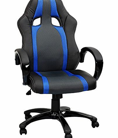 Swivel desk chair executive office Mesh chair black ergonomic padded Computer PC Desk chairs adjustable height armchair (Blue Chair)