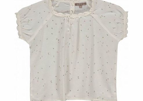 Emile et Ida Cotton Satin Hearts Blouse White `3 months,6
