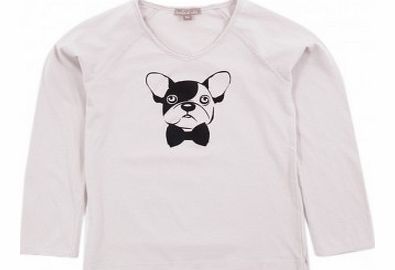 Emile et Ida Dog V neck t-shirt Oatmeal `3 months,6 months,12