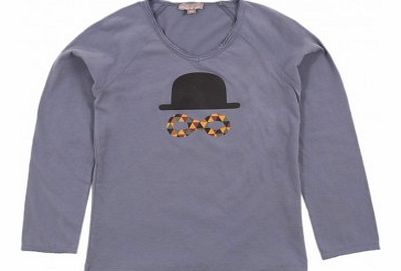 Harlequin V neck t-shirt Grey blue `3 months,6