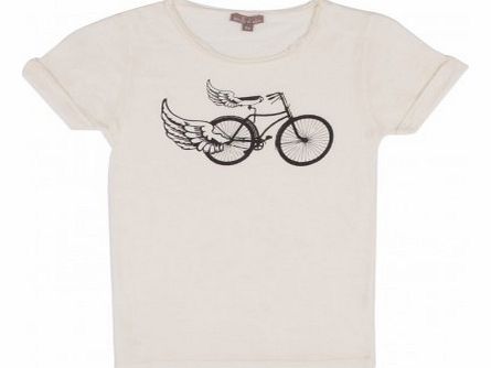 Emile et Ida Winged Bike T-shirt Ecru `6 years