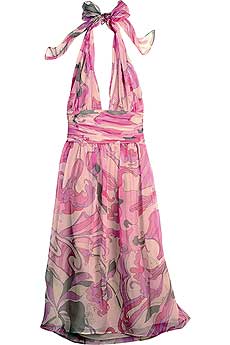 Hibiscus Print Halter Dress