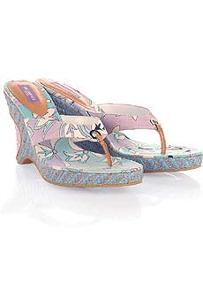Emilio Pucci Raffia Bluebell Print Wedges