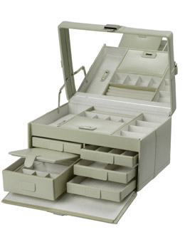 Emily Large Cream Leather Jewellery Box 39730079