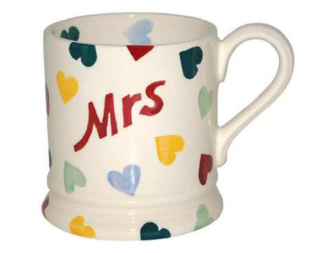 Polka Hearts Mrs Half Pint Mug