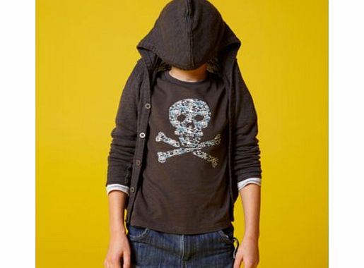 Emma Bunton Boys Black Skull Slub Top - 6-7 Years