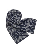 All-Over Logo Knit Long Scarf