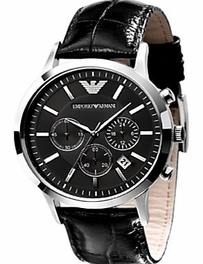 AR2447 Round Dial Black Leather