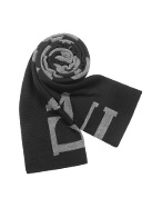 Black and Gray Signature Knit Long Scarf