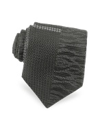 Emporio Armani Black Patterned Jacquard Silk Tie