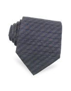 Blue and Brown Textured Striped Silk Tie