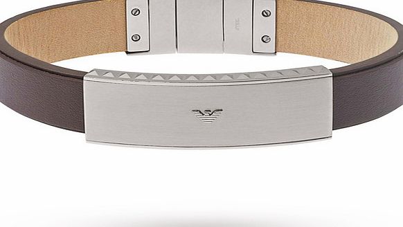 Emporio Armani Brown Leather Bracelet with Steel
