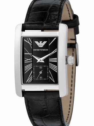 Emporio Armani Classic Collection Womens Quartz Watch with Black Dial Analogue Display and Black Leather Strap AR0144
