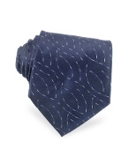 Dark Blue Patterned Jacquard Silk Tie