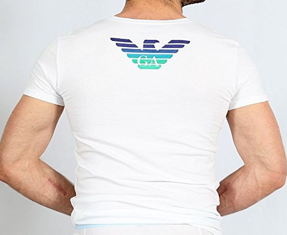 Emporio Armani Eagle Stretch Cotton V-Neck T-Shirt, White White X-Large