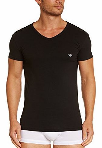 Emporio Armani Eagle Stretch Cotton V Neck T-Shirt