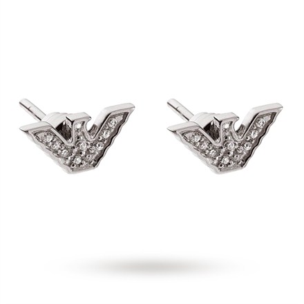 Glitz Silver Eagle Stud Earrings