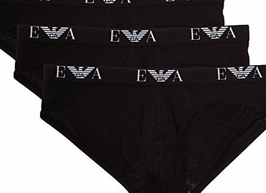 Emporio Armani Intimates Cotton Hip 3 Pack Without Fly Mens Briefs Black X-Large