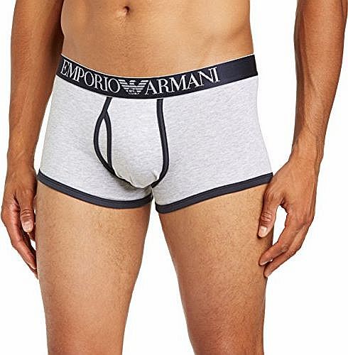 Emporio Armani Intimates Mens Contrast Trunk Boxer Shorts, Grey, Medium