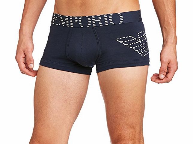 Emporio Armani Intimates Mens Eagle Stretch Trunk Boxer Shorts, Blue (Marine), Large