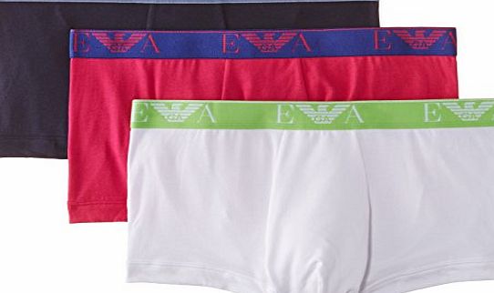 Emporio Armani Intimates Mens Fashion 3 Pack Boxer Shorts, Multicoloured (Marine/White/Cyclame), Large