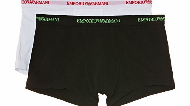 Emporio Armani Intimates Mens Fashion Set of 2 Boxer Shorts, Multicoloured (White/Black), Large