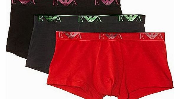 Intimates Mens Fashion Set of 3 Boxer Shorts, Multicoloured (Charcoal/Red/Black), Large