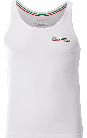 Emporio Armani Italian Stripe Logo Tank Top White