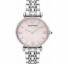 Emporio Armani Ladies Gianni T-Bar Silver Steel