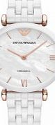 Emporio Armani Ladies Gianni T-Bar White Ceramic