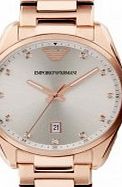 Emporio Armani Ladies Tazio Beige Rose Gold Watch