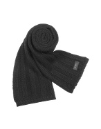 Logo Label Solid Knit Long Scarf