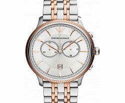 Emporio Armani Mens Alpha Silver and Rose Gold