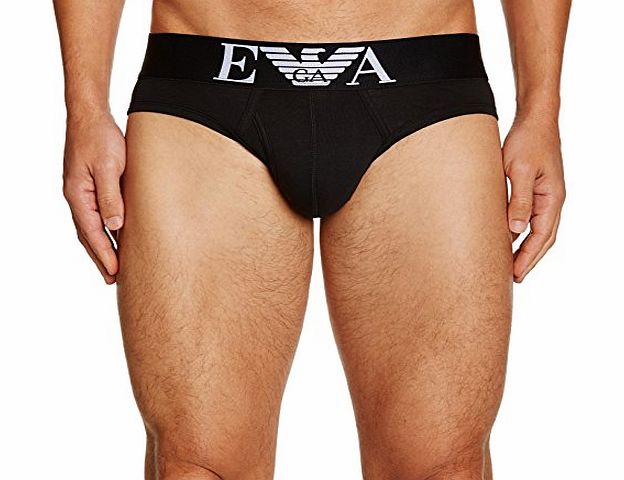 Emporio Armani Mens Mens Knit Brief B Plain Boxer Briefs, Black (Nero), Large (Manufacturer Size: 50)