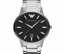 Emporio Armani Mens Renato Black Silver Watch