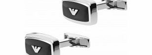 Emporio Armani Mens Sleek Silver Black Cufflinks
